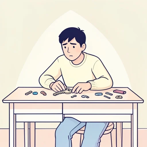 あ、鍵がない、どこにやったっけ…探してる - Bildwörterbuch