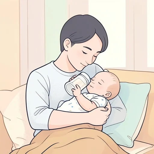 赤ちゃんにミルクを飲ませたらすぐに寝てくれた - Bildwörterbuch