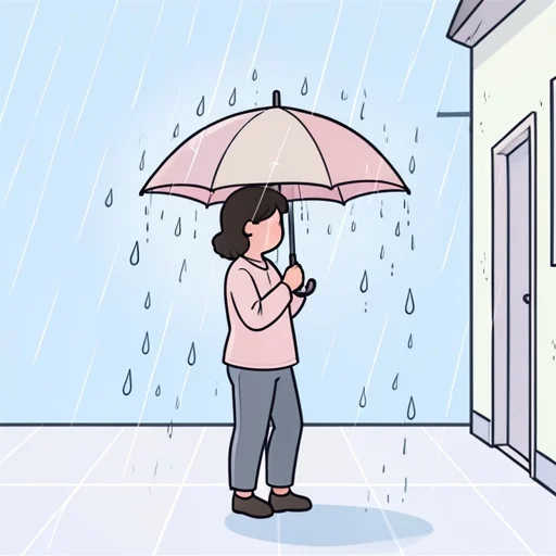 雨が降り始めました。 - 그림 사전