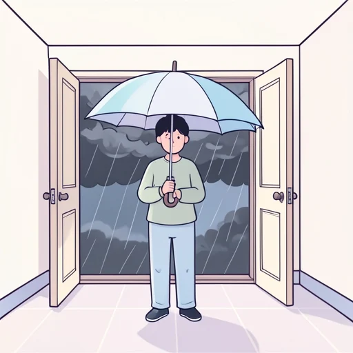 雨が降りそうだったので傘を持って出かけた - Từ điển minh họa