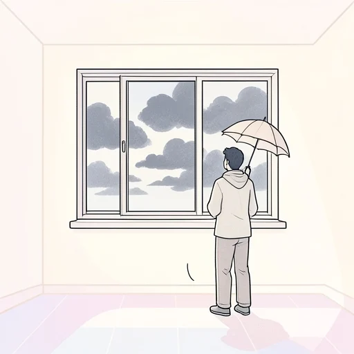 雨が降るかもしれないと思います。 - 그림 사전