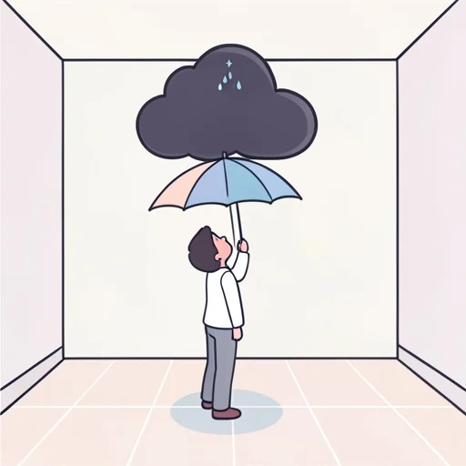 雨が降るのを知りませんでした。 - 그림 사전