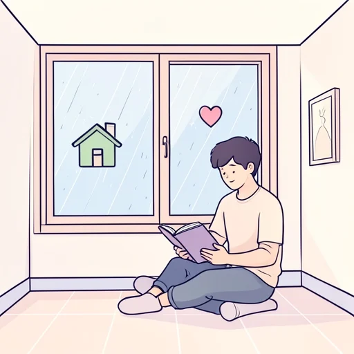 雨が降っているので今日は家にいます - Dizionario illustrato
