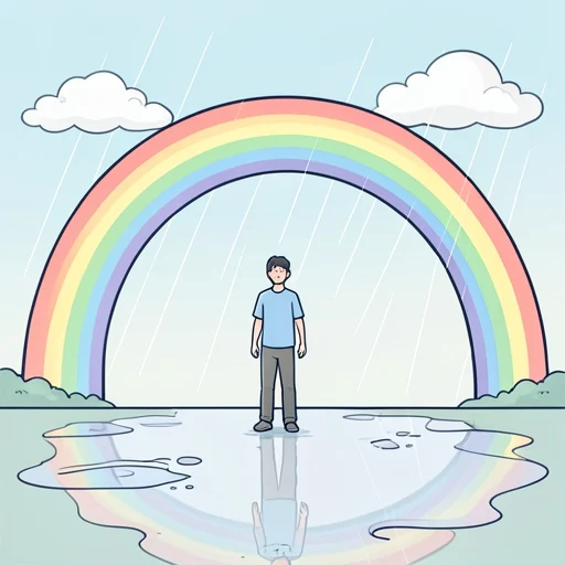 雨上がりに、虹が架かった - Bildwörterbuch