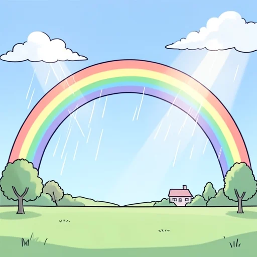 雨上がりの空に大きな虹がかかった - Bildwörterbuch