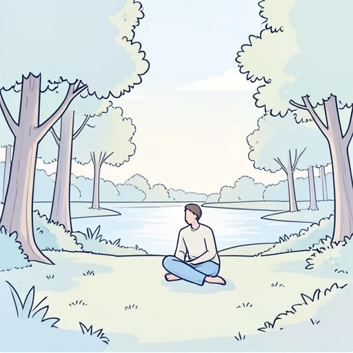 あの辺りは滅多に人が来ないから静かで落ち着くんだよ - Bildwörterbuch