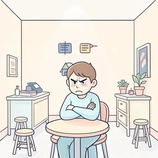 あの客はいつも怒ってる - Bildwörterbuch