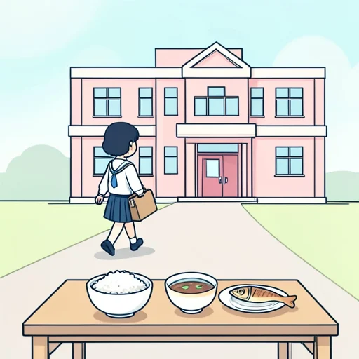 朝ご飯を食べてから学校へ行きます。 - 그림 사전