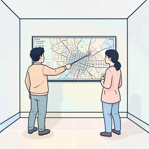 地図で東京を指しながら説明してくれた - Bildwörterbuch