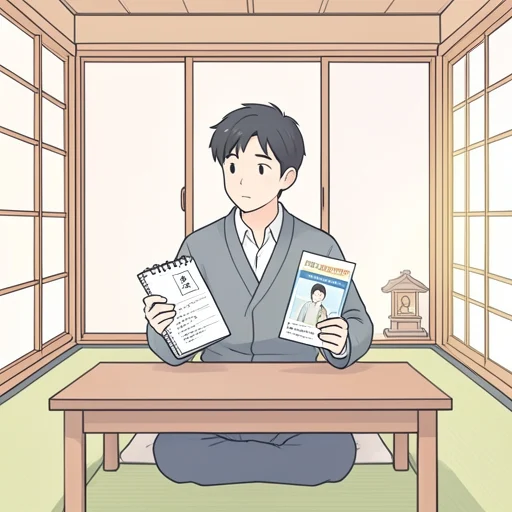 長男の彼が、家業を継ぐかどうか悩んでる - Bildwörterbuch