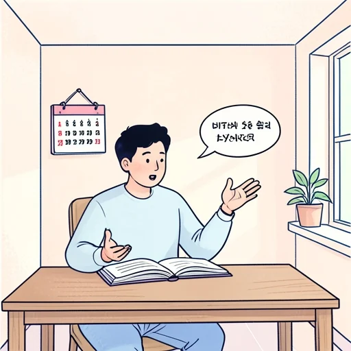 できるだけ毎日声に出して読む練習を続けることにしている - 그림 사전