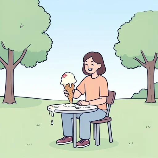 デザートのアイスクリーム、めっちゃ美味しかった - Bildwörterbuch