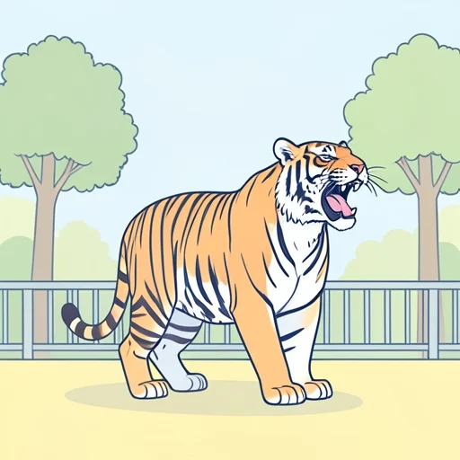 動物園の虎が咆哮してる - Bildwörterbuch