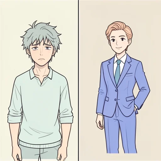 同一人物だとは思えない - Bildwörterbuch