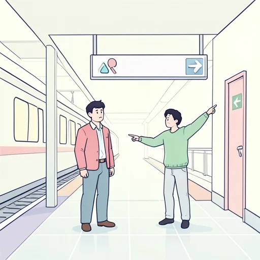 駅で迷ってしまったので、出口を教えてもらった - Bildwörterbuch