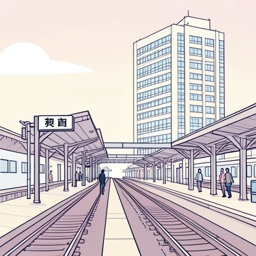 駅の向こうに高いビルが建ってる - Bildwörterbuch