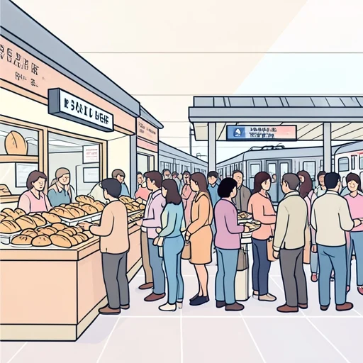 駅前のパン屋、激混みだった - Bildwörterbuch