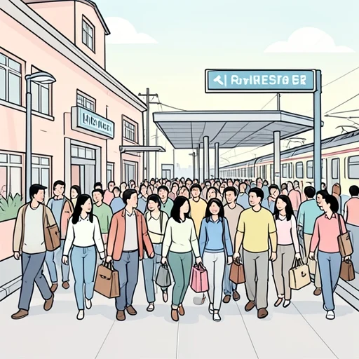 駅前の通り、人多すぎて歩きにくい - Bildwörterbuch