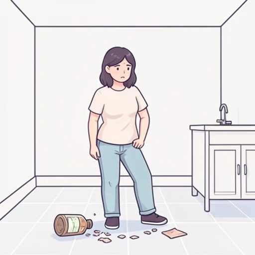 古い瓶を割っちゃった。どうしよう - Bildwörterbuch
