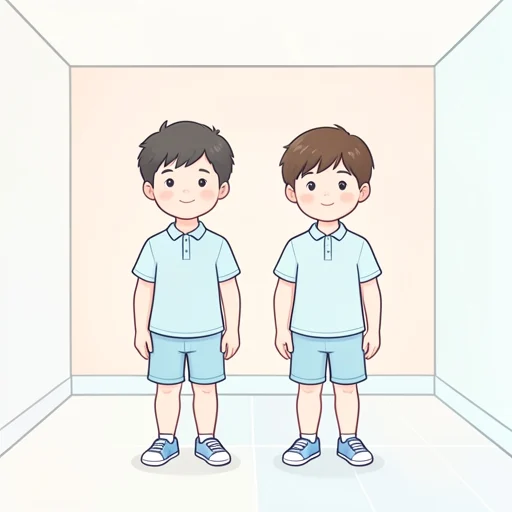 双子の兄弟はいつもお揃いの服を着てる - Bildwörterbuch