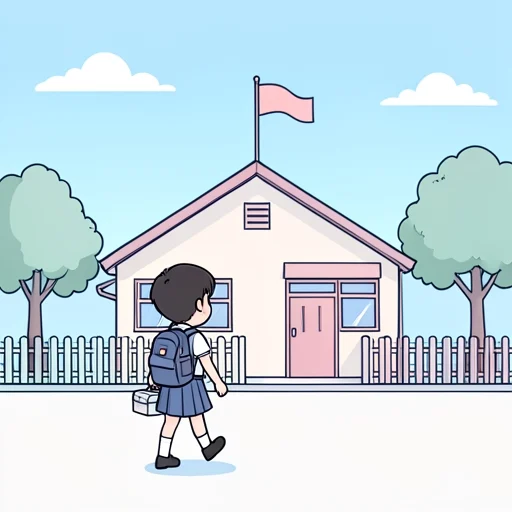 学校へ行きましょう。 - Từ điển minh họa