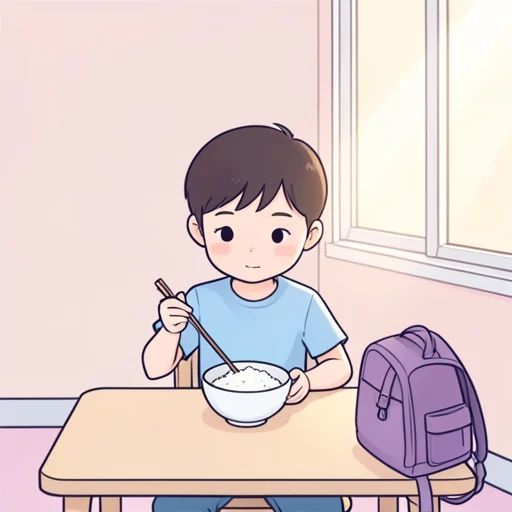 学校へ行く前に朝ご飯を食べます。 - Illustrated Dictionary