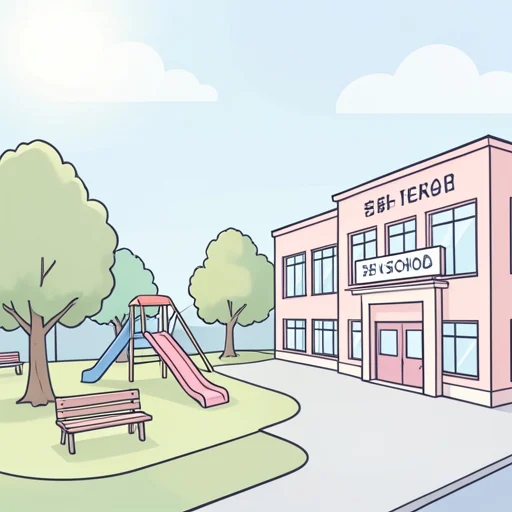 学校の前に公園があります。 - Illustrated Dictionary