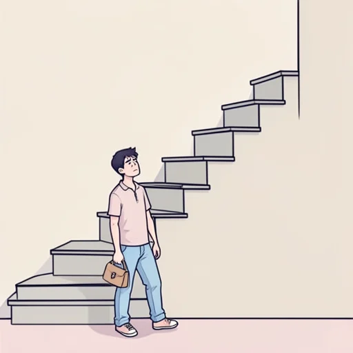 五階まで階段で行くの、きつい - Bildwörterbuch