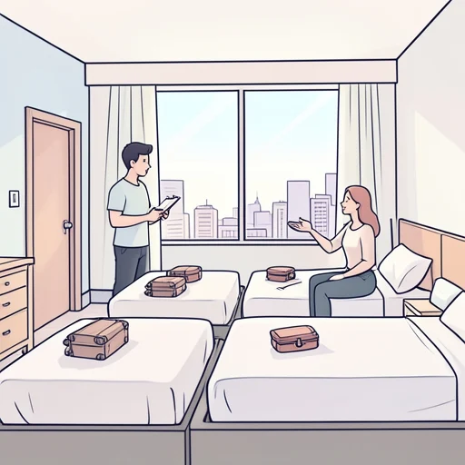五人で泊まったら一晩いくら？ - Bildwörterbuch