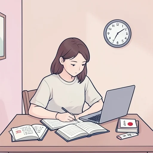 語学留学を決めた彼女は毎日3時間以上勉強してるらしい - Bildwörterbuch