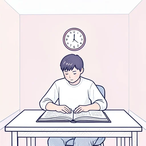 五時まで勉強します - 그림 사전