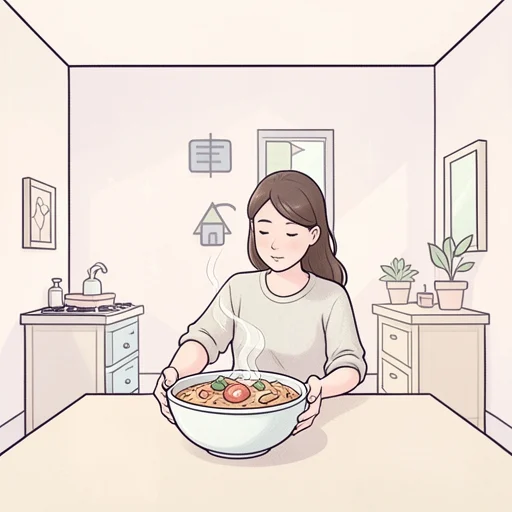 母が料理を作ってくれました。 - Từ điển minh họa