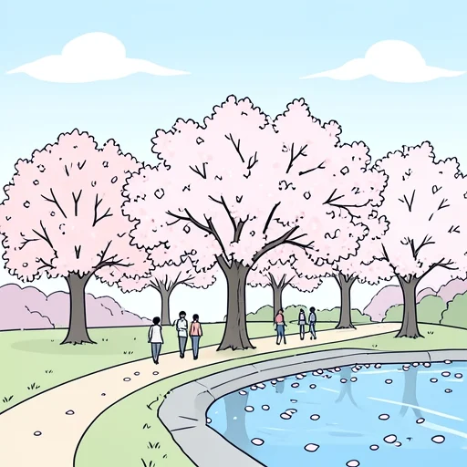 春になると東京中で桜が満開になる - Bildwörterbuch