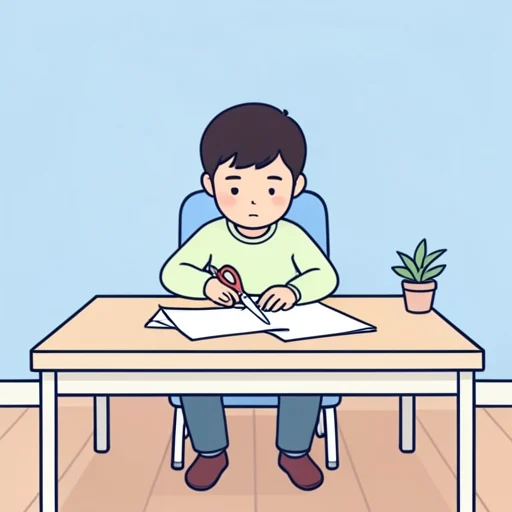 はさみで紙を切った - Bildwörterbuch