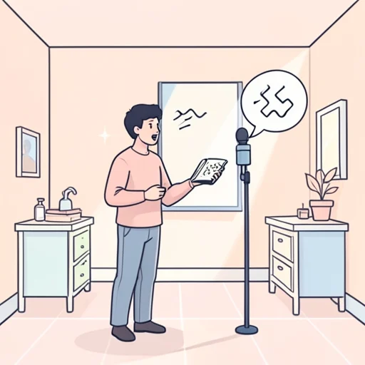 発音の練習してる - Bildwörterbuch
