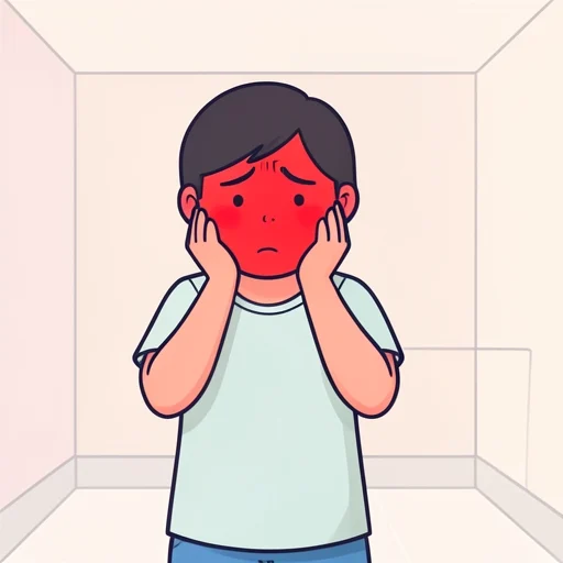 恥ずかしくて顔が真っ赤になった - Bildwörterbuch