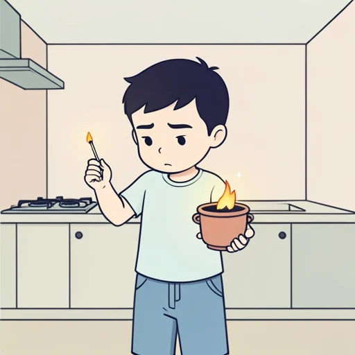 火の取り扱いに気をつけて - Bildwörterbuch