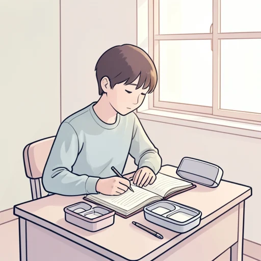 昼ご飯の後で勉強します。 - Dizionario illustrato