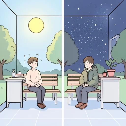 昼間は暑いけど夜は涼しい - Bildwörterbuch