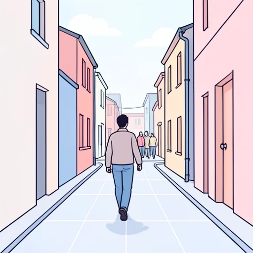 人混みを避けて裏道を通った - Bildwörterbuch
