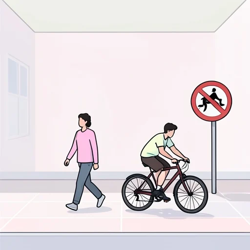 歩道は歩行者専用だから自転車乗っちゃだめだよ - Bildwörterbuch