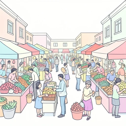 市場が賑やかだ - Bildwörterbuch