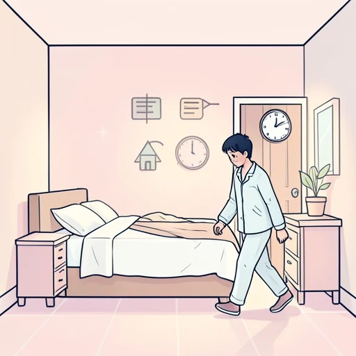 家に帰ったら、すぐ寝ます。 - イラスト辞典