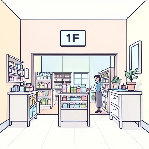 1階は売り場になってる - Bildwörterbuch