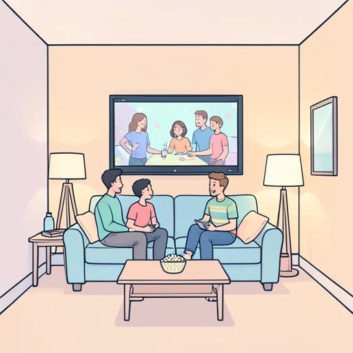 居間で家族と一緒に映画を見た - Bildwörterbuch