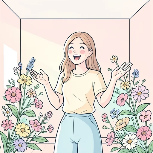 今が人生の花の盛りだって彼女は目を輝かせて話した - Bildwörterbuch