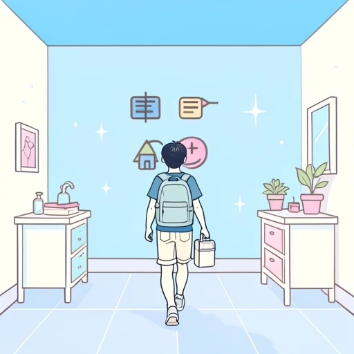 今、学校に行っています。 - Dizionario illustrato