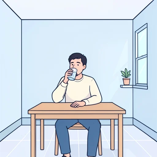 今、水を飲んでいます。 - Dictionnaire illustré