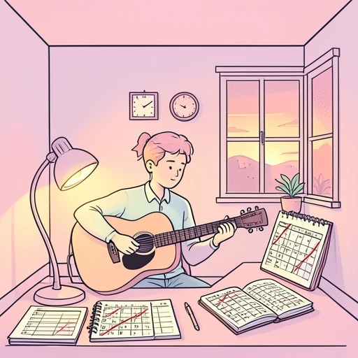 忙しいながらも毎日少しずつ練習を続けている - Dizionario illustrato