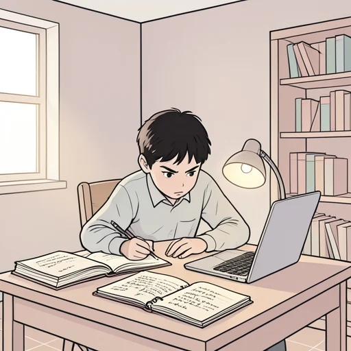 一生懸命勉強した - Bildwörterbuch